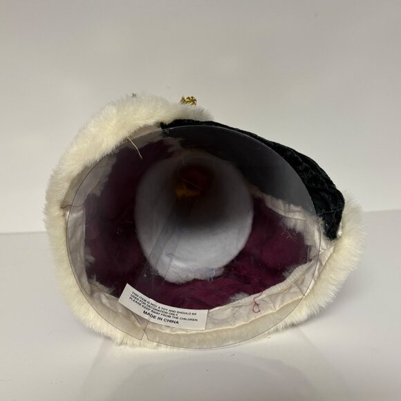 Santa Claus Figurine 16" Red Green Velvet Coat Faux Fur Trim Gold Sack Holiday - Picture 6 of 9